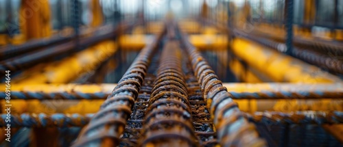 Precision in Progress: Close-up of Steel Rebar and Framework at Constructive Site