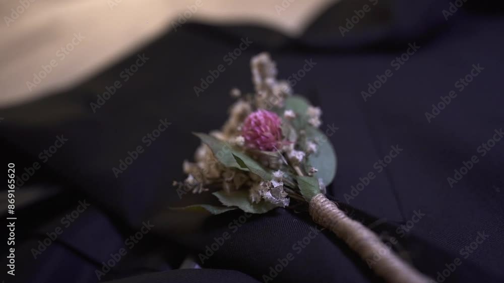Wedding Decorative Details of a Rose in Man's Suit, Macro Wedding Decorative Details of a Rose in Man's Suit, Macro