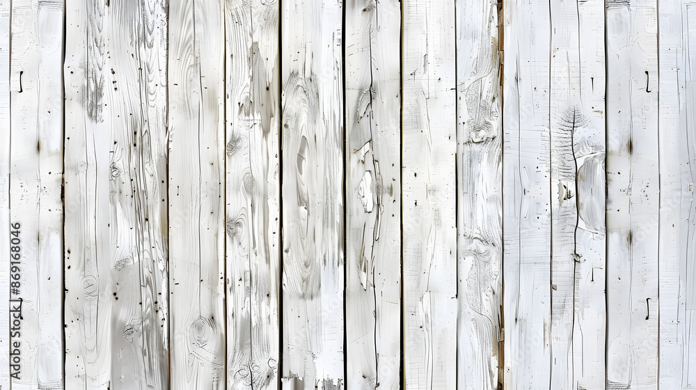 Obraz premium Close-up view of a white natural wood wall texture, showcasing the intricate grain patterns and subtle knots that give it a rustic yet refined appearance.