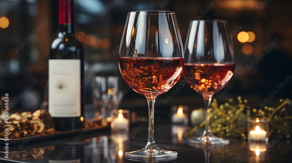 Naklejka premium Red wine, red wine glass in soft illumination