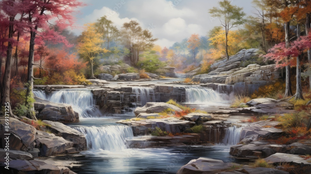 The image is of a beautiful waterfall in the Smoky Mountains. The water is crystal clear and the rocks are a deep, rich brown. The image is of a beautiful waterfall in the Smoky Mountains. The water is crystal clear and the rocks are a deep, rich brown.