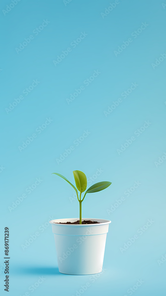 Small plant growing in white pot Small plant growing in white pot