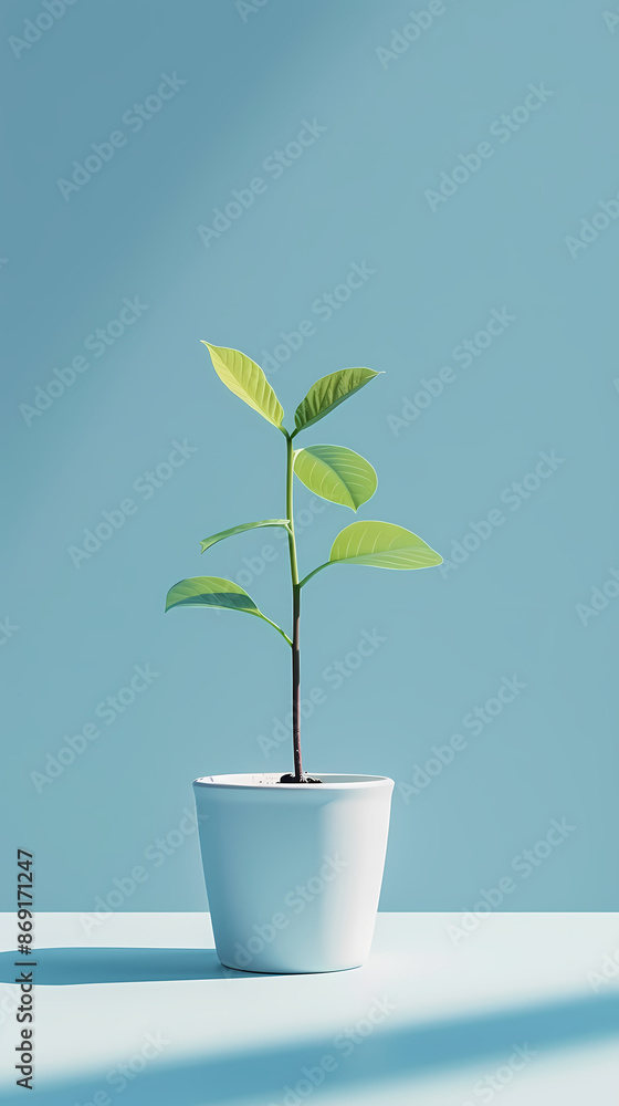 Small plant growing in white pot Small plant growing in white pot