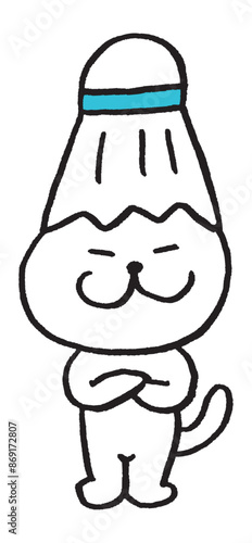バドミントンをするかわいい猫のキャライラスト