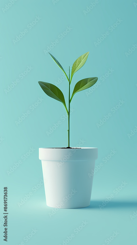 Small plant growing in white pot Small plant growing in white pot