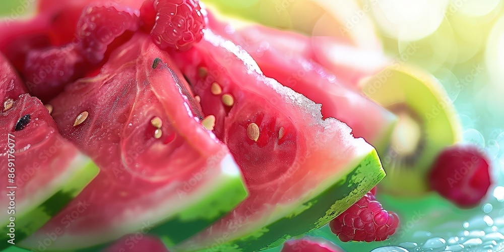 Watermelon and Raspberries Summer Fruits Watermelon and Raspberries Summer Fruits