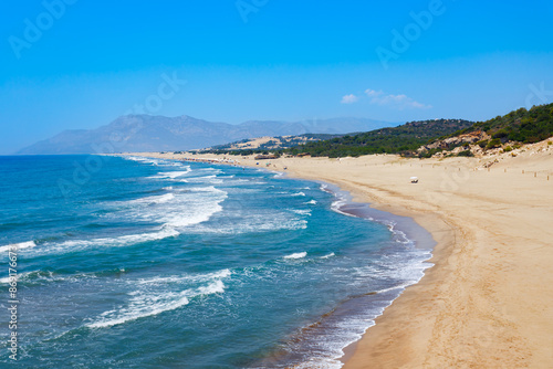 Fototapeta Naklejka Na Ścianę i Meble -  Patara beach aerial panoramic view in Turkey