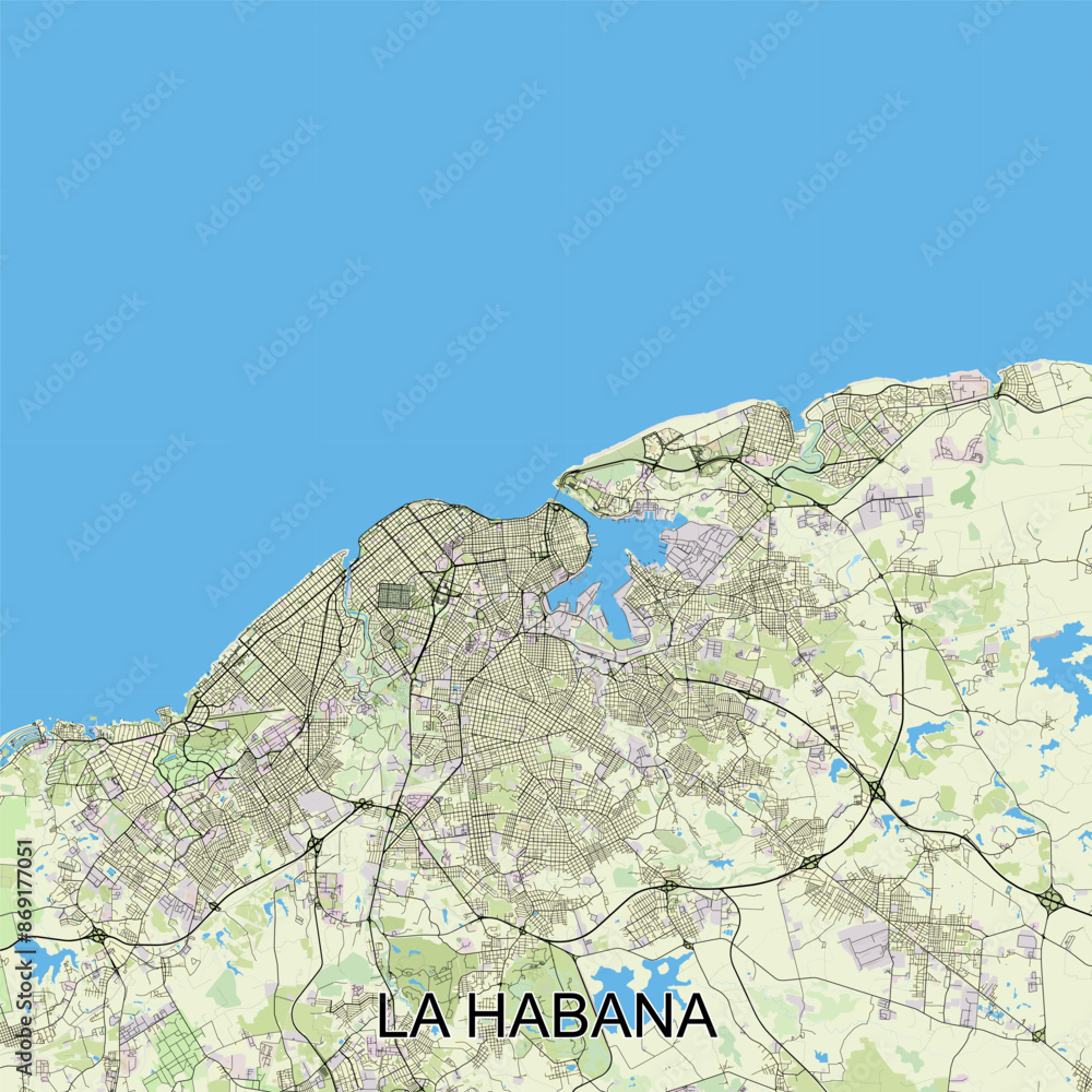 Fototapeta premium La Habana, Cuba map poster art