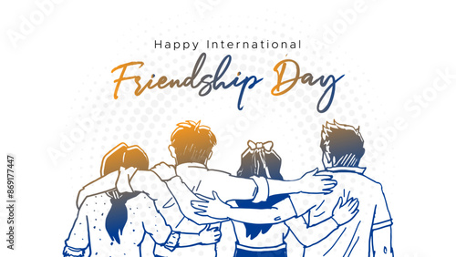 Happy friendship day. Modern greeting for international friendship day.