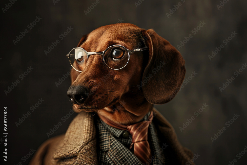 Obraz premium AI generated image of dog chief wearing suit in office