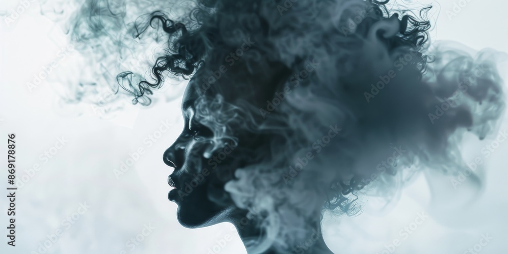 Minimalist Surreal depressed woman suffered from mental illness,bipolar disorder,stressed,anxiety,mental illness concept Minimalist Surreal depressed woman suffered from mental illness,bipolar disorder,stressed,anxiety,mental illness concept