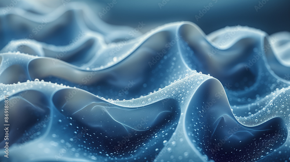 Soft blue swirls with a flowing, liquid texture create a wave-like pattern on this elegant silk background Soft blue swirls with a flowing, liquid texture create a wave-like pattern on this elegant silk background