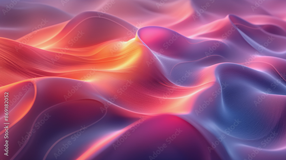Fototapeta premium Soft pink and blue waves flow in a colorful abstract design wallpaper