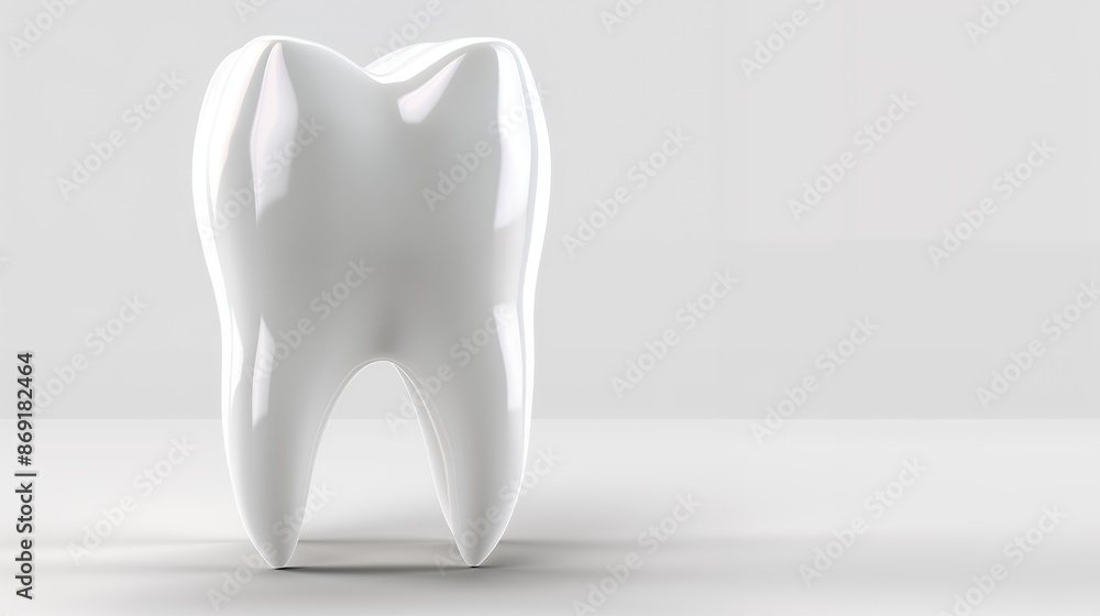 Shiny White Tooth Model on Light Background Shiny White Tooth Model on Light Background