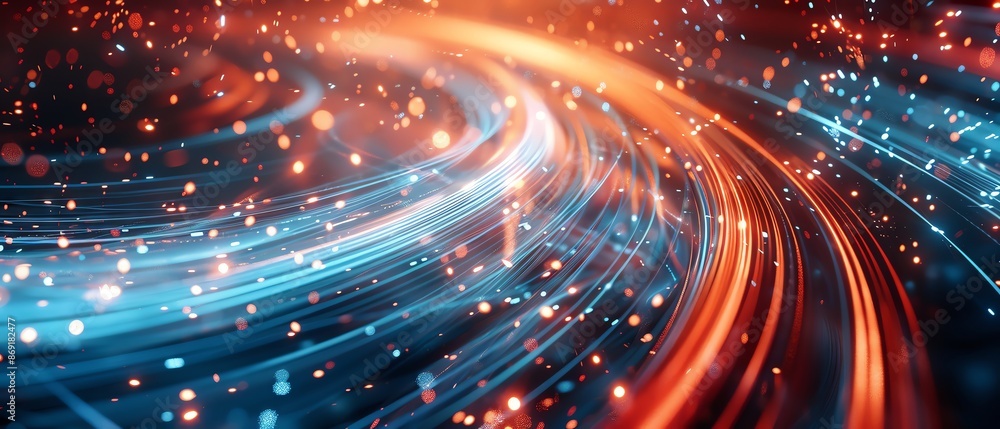 Abstract swirling light trails in blue and red on a dark background. Abstract swirling light trails in blue and red on a dark background.