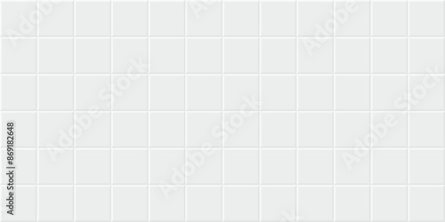 White mosaic bathroom square tile. Wall and floor in bath seamless background. Ceramic tiled grid pattern. Realistic 3d vector illustration