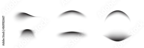 Realistic shadows of different shapes vector set. Collection of shadow effects with blurred soft edges isolated on transparent background