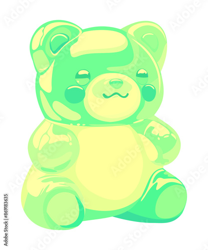 Colorful gummy bear. Jelly bear fruit gummy. Vector isolated illustration