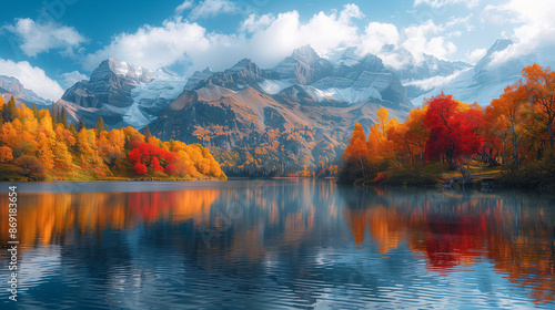 Wallpaper Mural autumn landscape with lake Torontodigital.ca