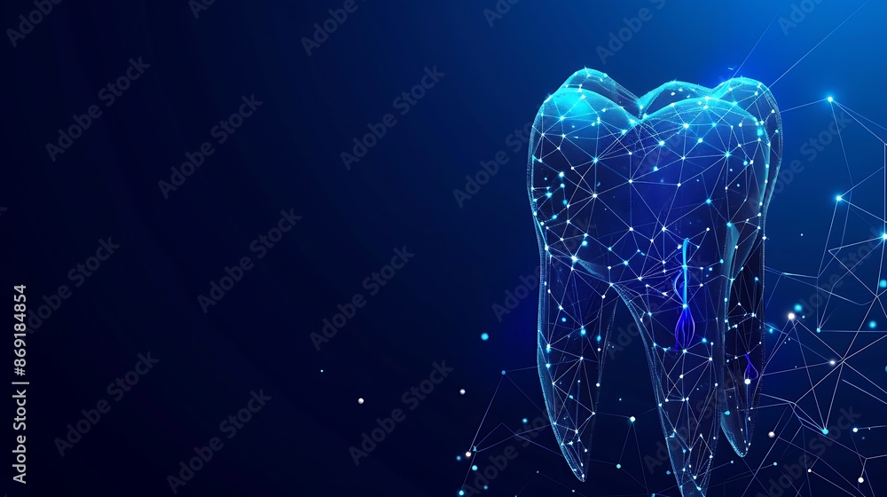 Abstract Tooth in a Polygonal Style, Digital Art, Dental Care Abstract Tooth in a Polygonal Style, Digital Art, Dental Care