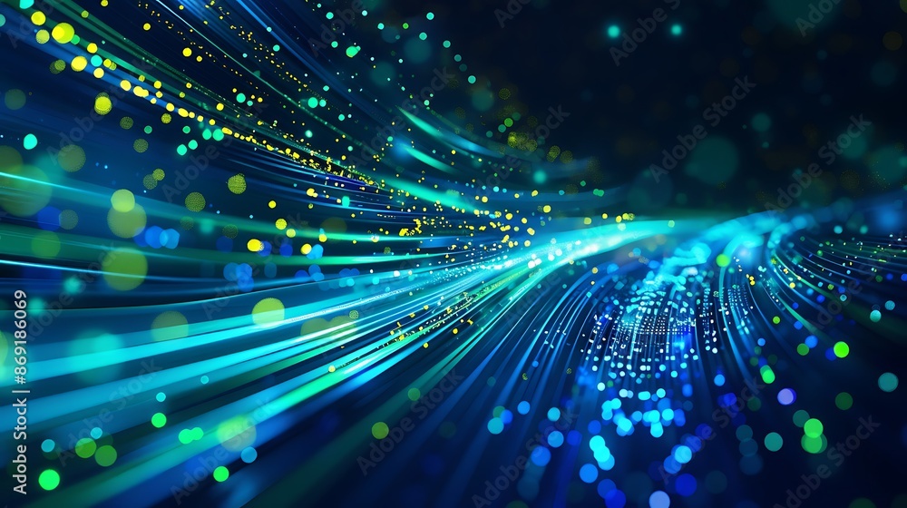 Abstract Blue and Green Light Streaks with Bokeh Abstract Blue and Green Light Streaks with Bokeh