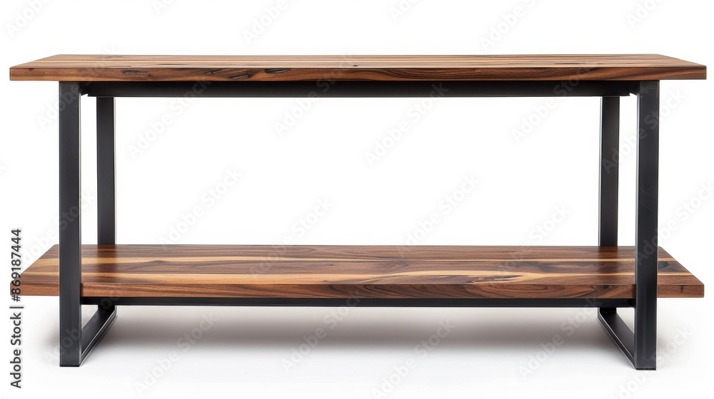 Industrial Console Table isolate on white background: Utilitarian design, raw materials like metal and wood, exposed hardware, ideal for urban spaces.
Industrial Console Table isolate on white background: Utilitarian design, raw materials like metal and wood, exposed hardware, ideal for urban spaces.