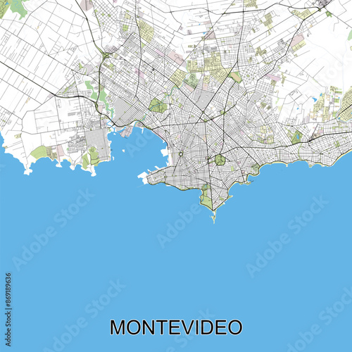 Montevideo, Uruguay map poster art
