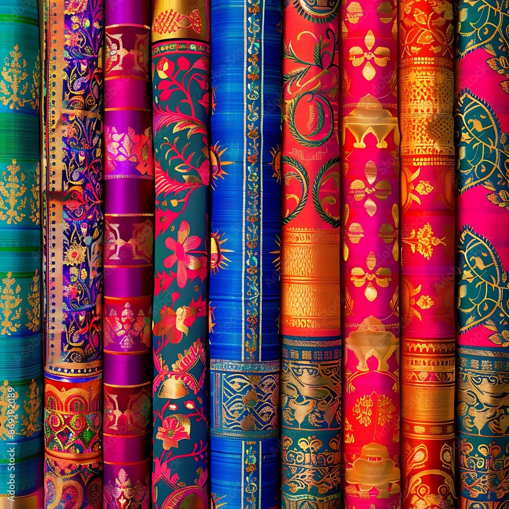 Traditional Indian textile patterns in vibrant hues full ultra hd high resolution Stunning crisp vivid detailed high-contrast colorful well-lit sharp realistic and visually appealing realistic Traditional Indian textile patterns in vibrant hues full ultra hd high resolution Stunning crisp vivid detailed high-contrast colorful well-lit sharp realistic and visually appealing realistic
