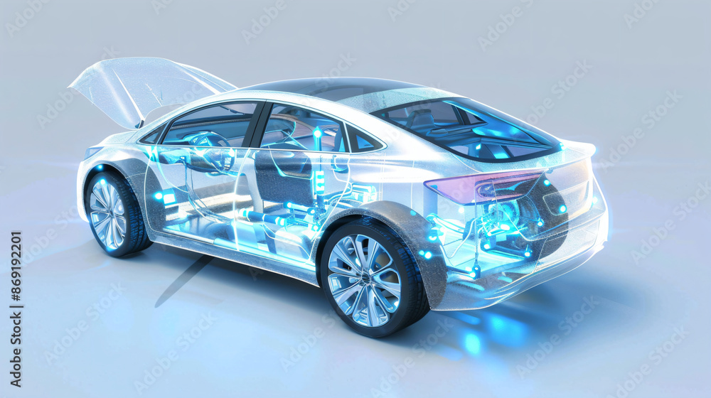 Transparent Car with Glowing Interior. Transparent Car with Glowing Interior.