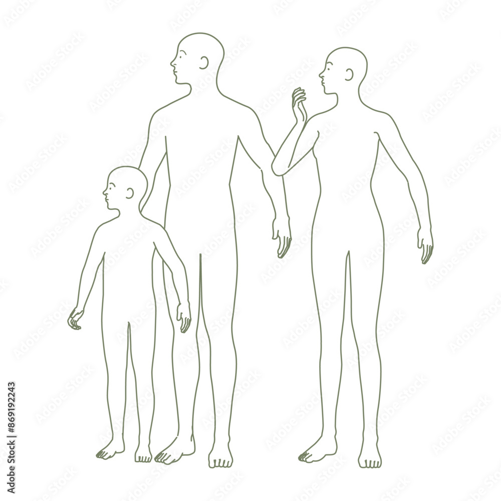 男女と子供のシンプルな人体図 男女と子供のシンプルな人体図
