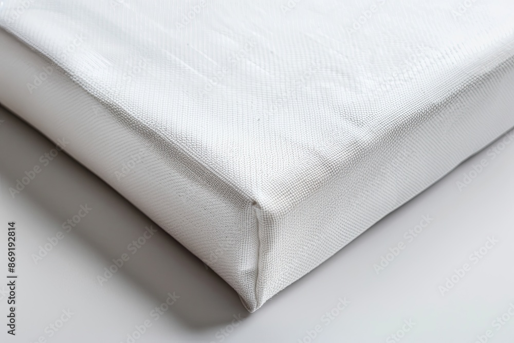Close up corner of blank white canvas, ecommerce photography Close up corner of blank white canvas, ecommerce photography