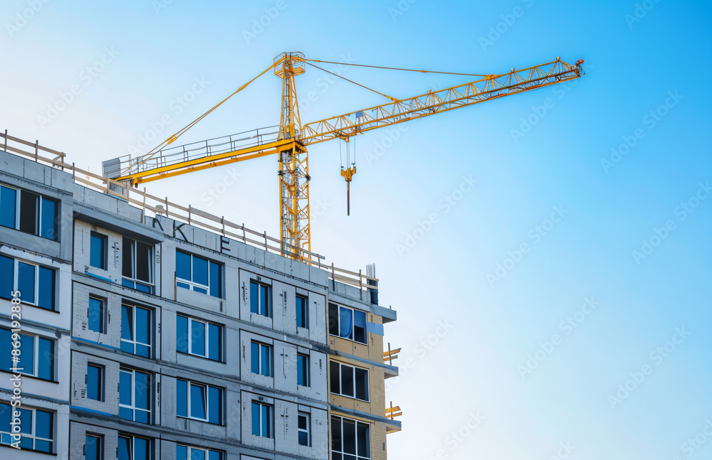 Construction Crane Over Building Site. Construction Crane Over Building Site.