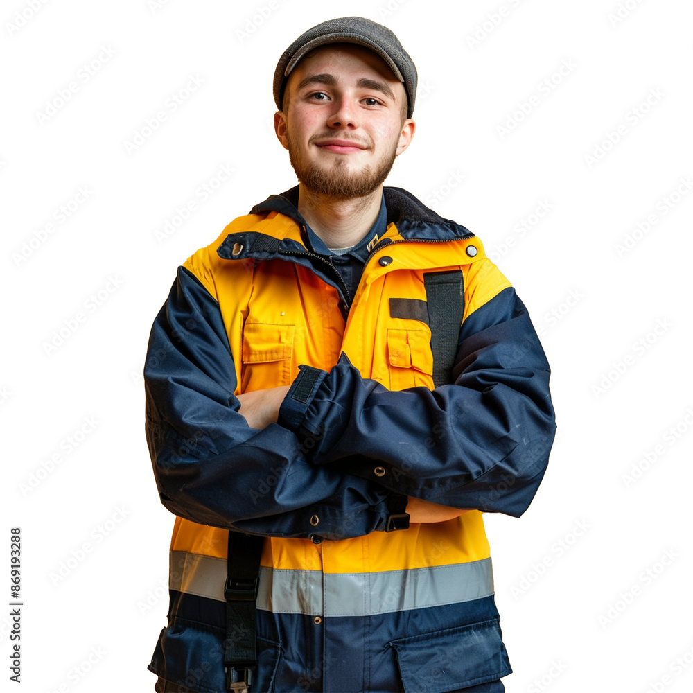 Fototapeta premium A confidence portrait of engineer or labor isolated on transparent background