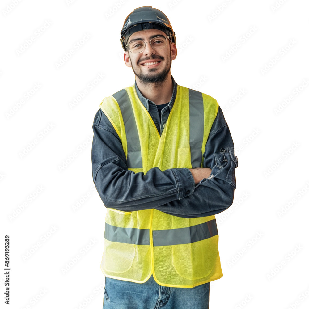 A confidence portrait of engineer or labor isolated on transparent background A confidence portrait of engineer or labor isolated on transparent background