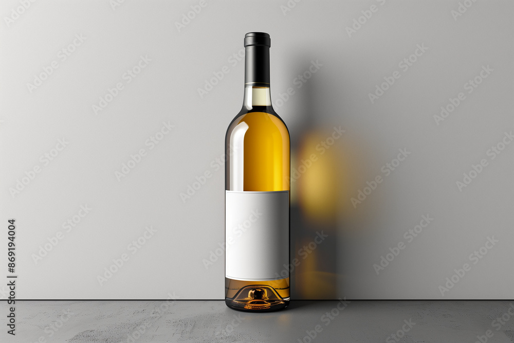 Mock-up of a bottle and the box of white wine without label over white backdrop Mock-up of a bottle and the box of white wine without label over white backdrop