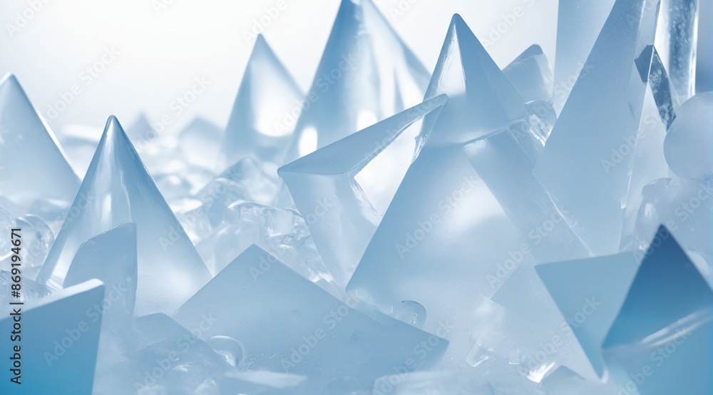 abstract background, clean shapes, translucent geometric shapes made as if from ice, play of light abstract background, clean shapes, translucent geometric shapes made as if from ice, play of light