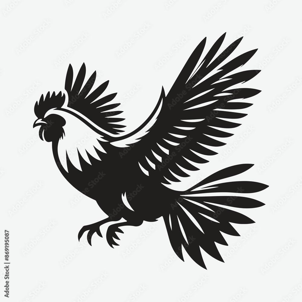 Obraz premium Majestic Hen in Flight, Captivating Silhouette Against the Sky