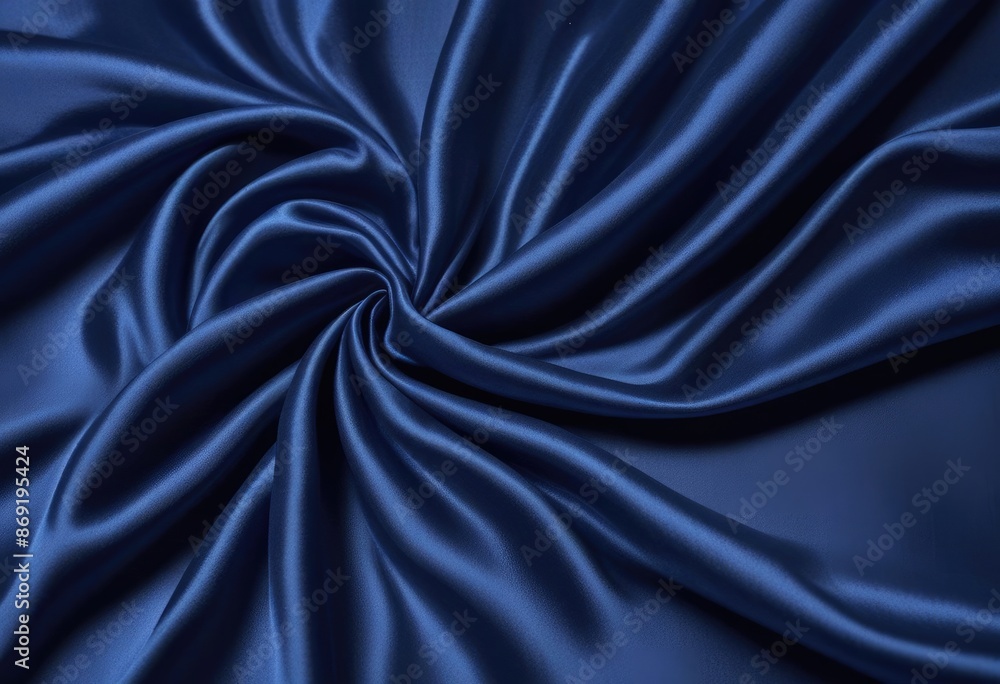 Obraz premium Dark blue silk fabric background, view from above. Smooth elegant black silk or satin luxury cloth texture can use as abstract background with copy space, close-up