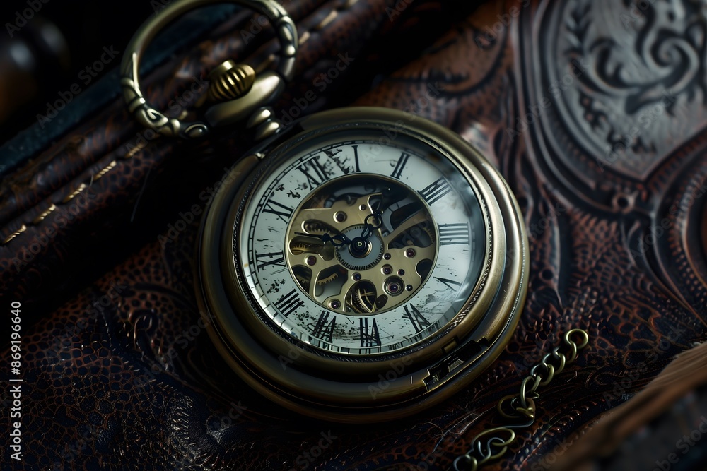A close-up of a well preserved antique pocket watch A close-up of a well preserved antique pocket watch