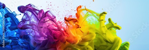Colorful ink swirling in water creating abstract art