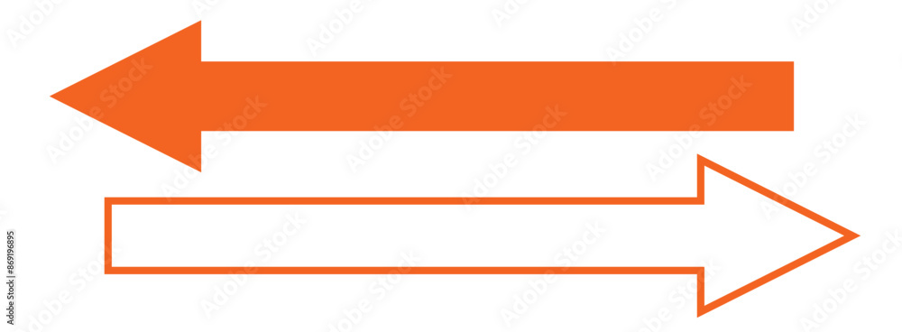 Red large forward or left pointing solid long arrow icon sketched as vector symbol Red large forward or left pointing solid long arrow icon sketched as vector symbol