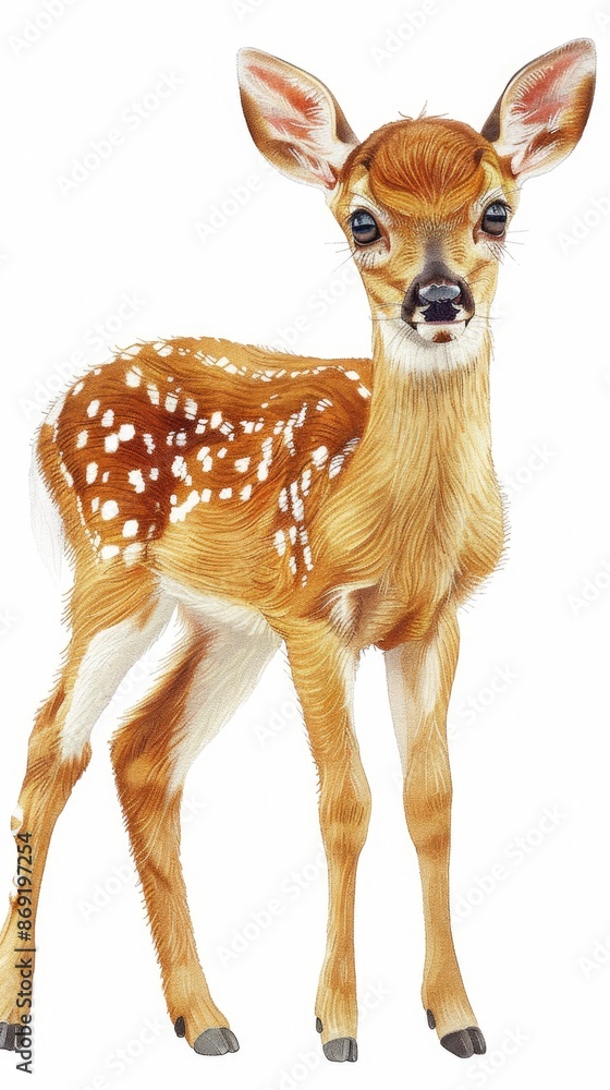 A sika deer on a white background A sika deer on a white background
