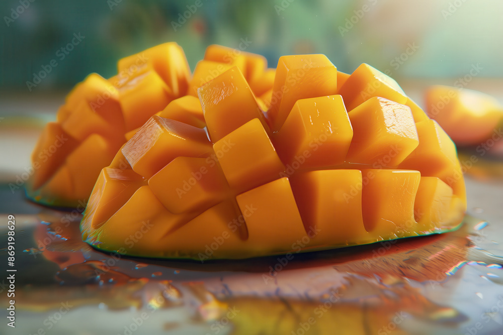 Juicy Sliced Mango Mangos Mangoes Sweet Tropical Ripe Fruit Photorealistic Illustration High Resolution Background Image Juicy Sliced Mango Mangos Mangoes Sweet Tropical Ripe Fruit Photorealistic Illustration High Resolution Background Image