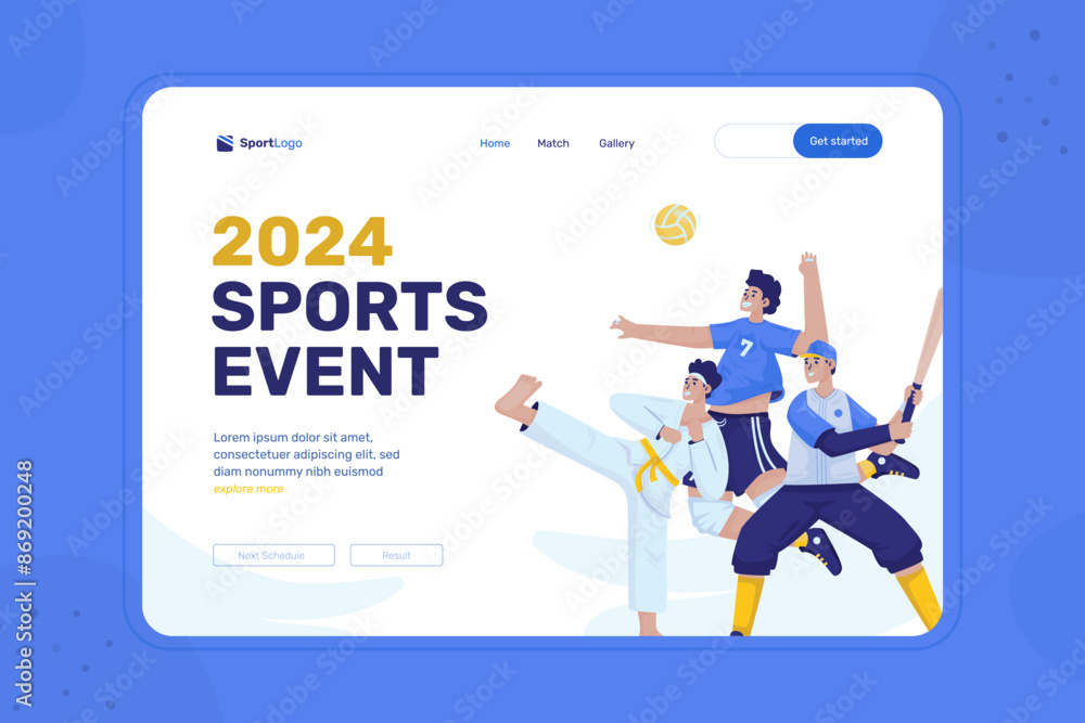 Obraz premium Illustration on web homepage design with sports event competition concept
