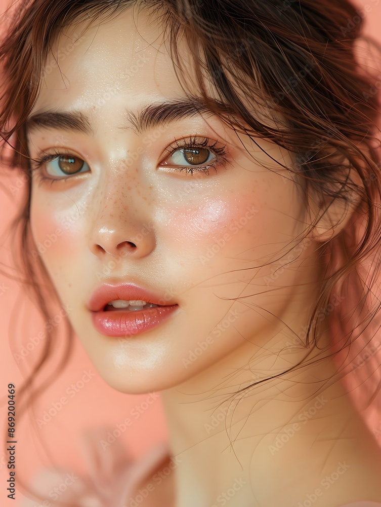 Close-up portrait of young Asian beautiful woman with perfect skin Close-up portrait of young Asian beautiful woman with perfect skin