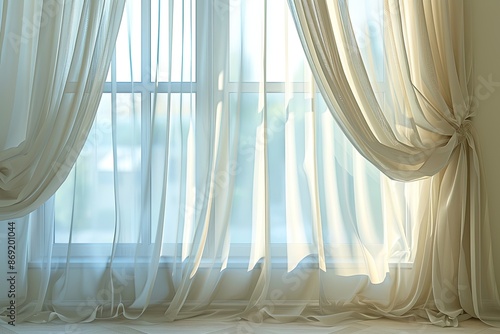 Curtain window isolated photo