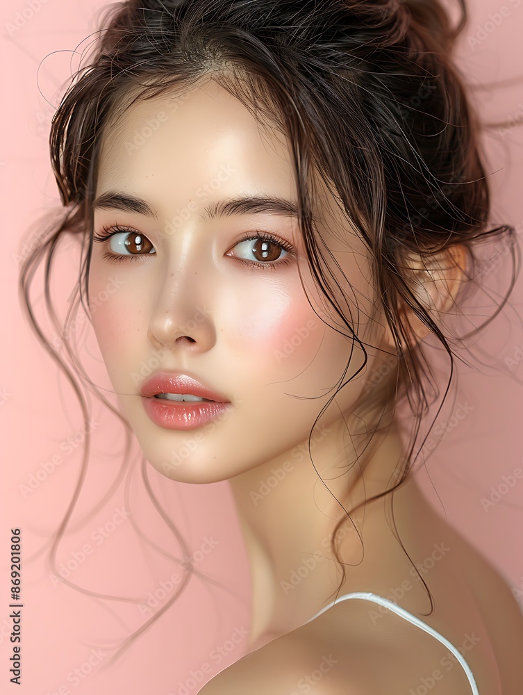 Close-up portrait of young Asian beautiful woman with perfect skin Close-up portrait of young Asian beautiful woman with perfect skin