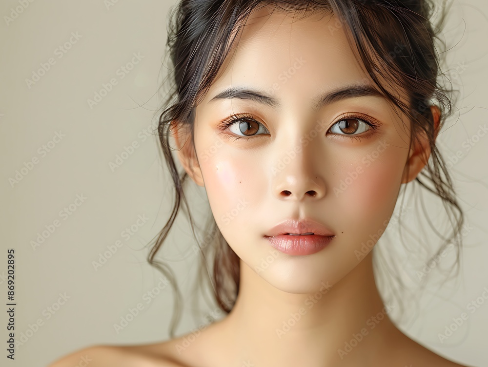 Close-up portrait of young Asian beautiful woman with perfect skin Close-up portrait of young Asian beautiful woman with perfect skin
