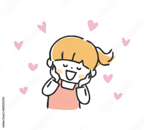 喜んでいる女の子のイラスト