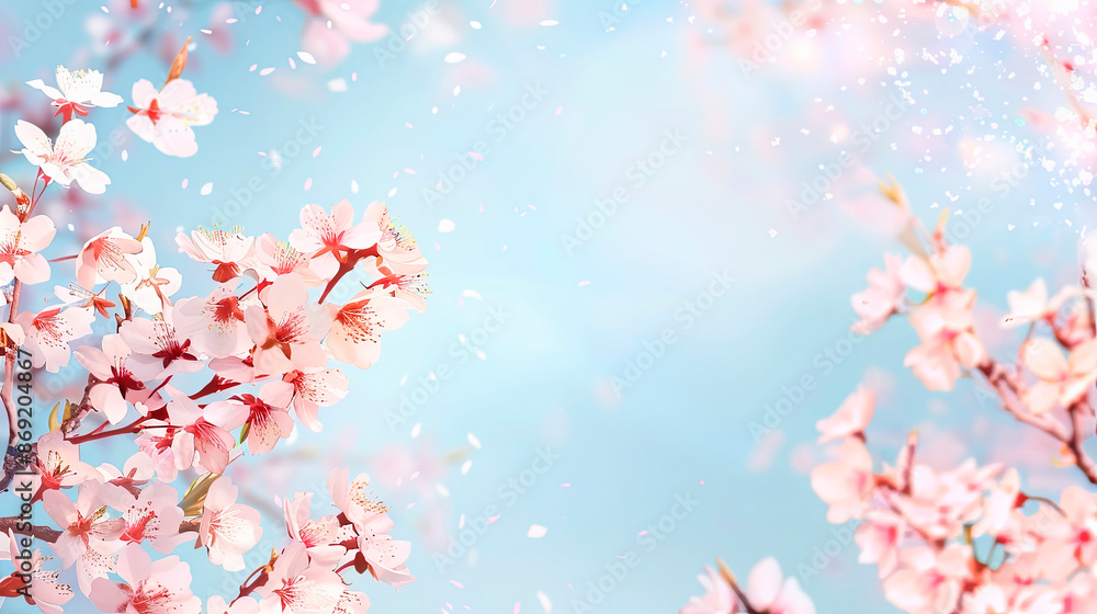 Delicate cherry blossoms in full bloom against a soft background. Concept: spring, nature, beauty. Business use: seasonal promotions, greeting cards, nature magazines, spring decor Delicate cherry blossoms in full bloom against a soft background. Concept: spring, nature, beauty. Business use: seasonal promotions, greeting cards, nature magazines, spring decor